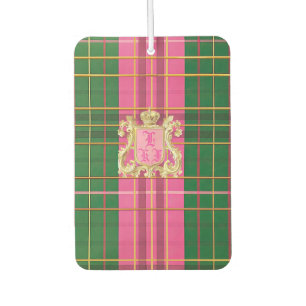 Pink and Green Plaid Car Air Freshener