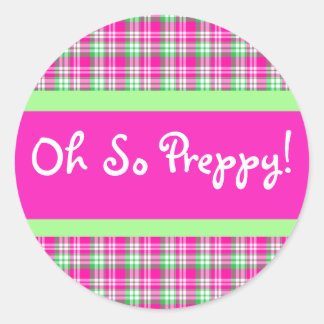 Pink and Green Plaid Preppy Sticker