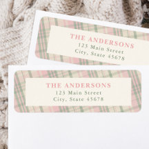 Pink and Green Plaid Return Address