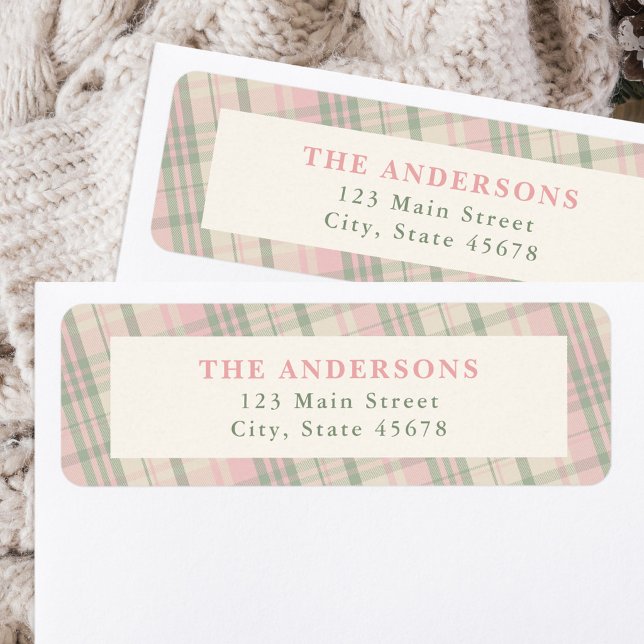 Pink and Green Plaid Return Address (Creator Uploaded)