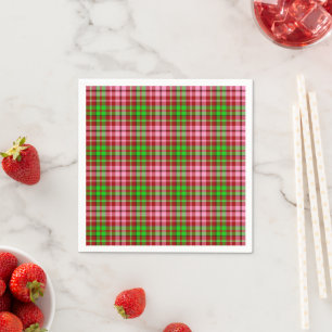Pink and Green Plaid Tartan Red Napkin