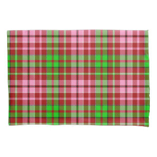 Pink and Green Plaid Tartan Red Pillowcase