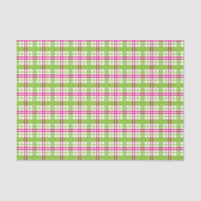 Pink and Green Plaid Tissue Paper (Front)