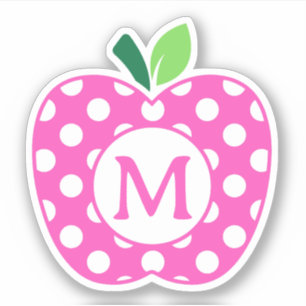 Pink and Green Polka Dot Apple Monogram