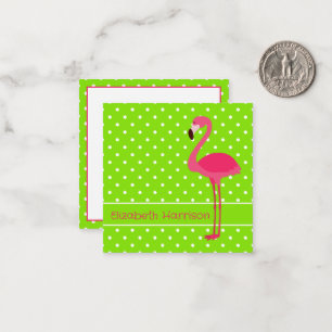 Pink and Green Polka Dot Flamingo Personalised Card
