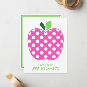 Pink and Green Polka Dot Teacher's Apple Card