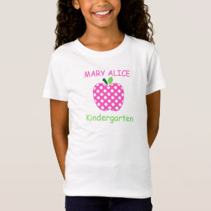 Pink and Green Polka Dot Teacher's Apple Kids T-Shirt