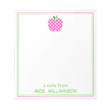 Pink and Green Polka Dot Teacher's Apple