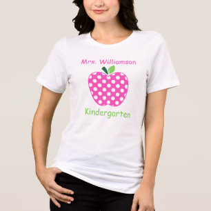 Pink and Green Polka Dot Teacher's Apple Tri-Blend Shirt