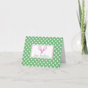 Pink and Green Preppy Tennis Note Card