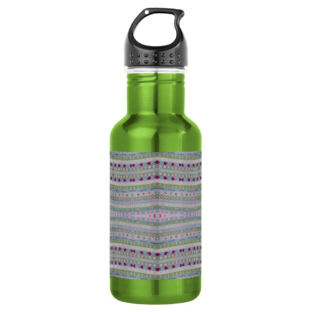 Pink and Green Pretty Hearts Pattern 532 Ml Water Bottle (Front)