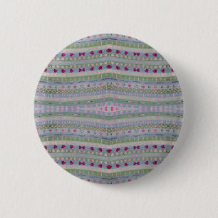 Pink and Green Pretty Hearts Pattern 6 Cm Round Badge