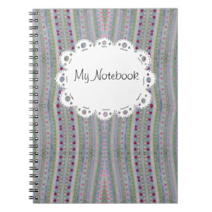 Pink and Green Pretty Hearts Pattern Notebook
