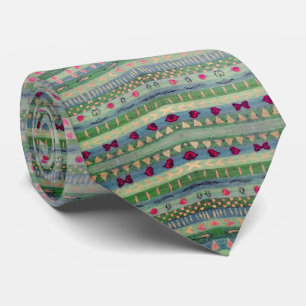 Pink and Green Pretty Hearts Pattern Tie