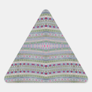 Pink and Green Pretty Hearts Pattern Triangle Sticker