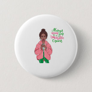 Pink and Green Queen 6 Cm Round Badge