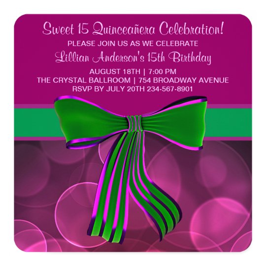 Pink and Green Quinceanera Card