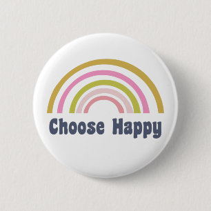 Pink and Green Rainbow with Inspirational Saying 6 Cm Round Badge