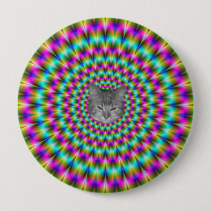 Pink and Green Rings + Cat 10 Cm Round Badge