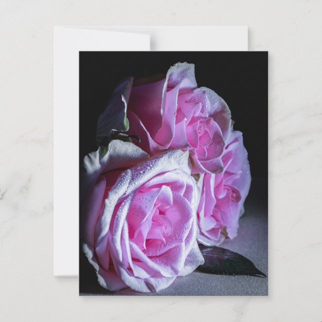 Pink and Green Roses Invitation (Front)