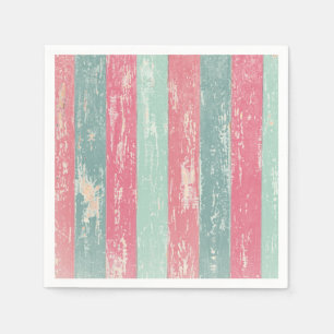 Pink and Green Rustic Wooden Fence Grunge Texture Napkin