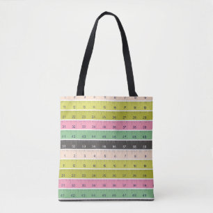 Pink and green sewing measuring tape tote bag