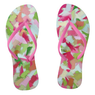 Pink and Green Smudges Jandals