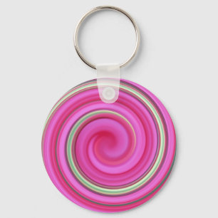 Pink and green spiral key ring