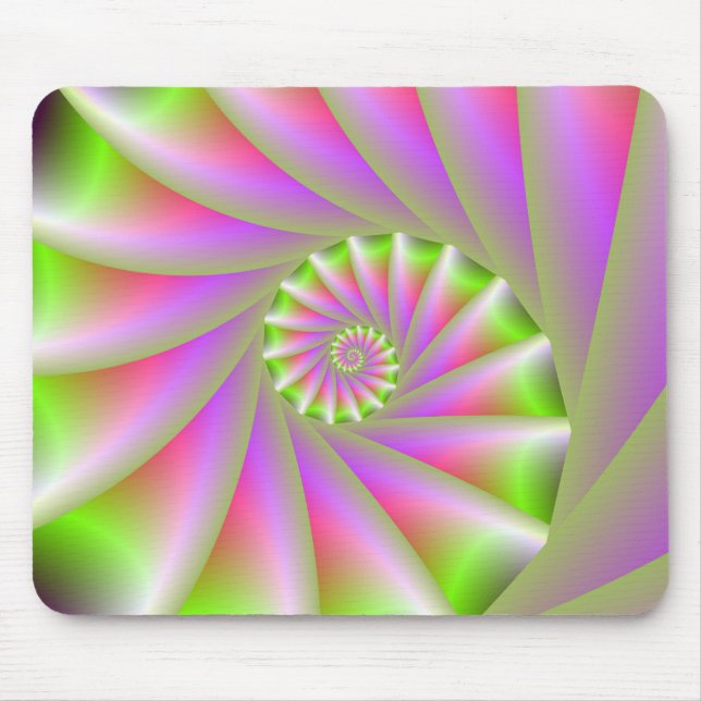Pink and Green Spiral Mousepad (Front)