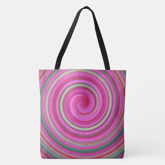 Pink and green spiral tote bag (Front)
