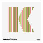 Pink and Green Stripe Letter K in Spring Shades