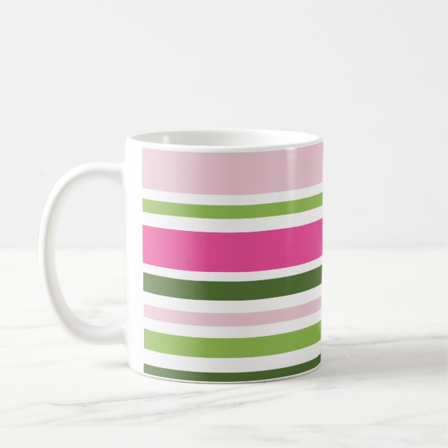 Pink and Green Stripe Mug (Left)