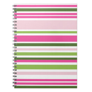 Pink and Green Stripe Spiral Notebook