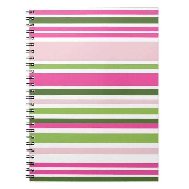 Pink and Green Stripe Spiral Notebook (Front)