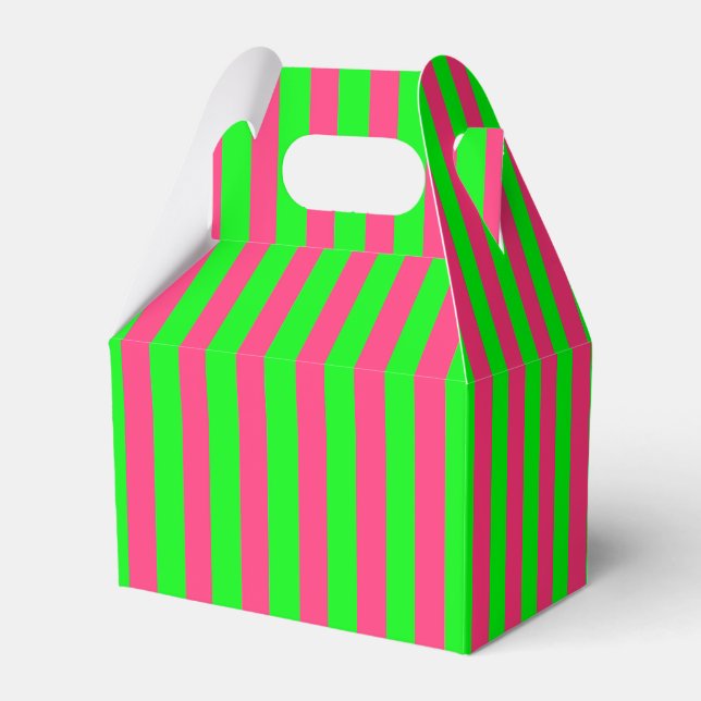 Pink and Green Striped Favour Box (Front Side)