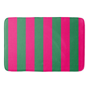 Pink and Green Stripes Bath Mat