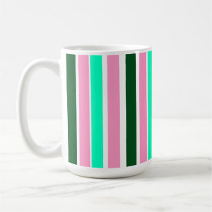 Pink and Green Stripes Coffee Mug