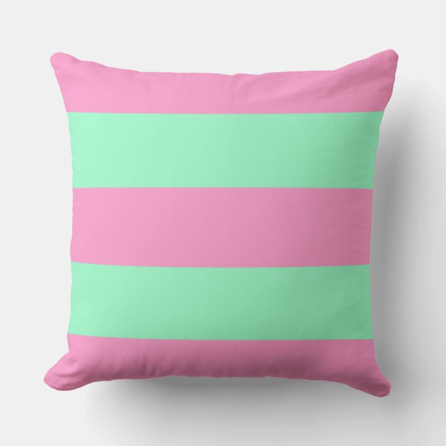 Pink and Green Stripes Cushion (Front)