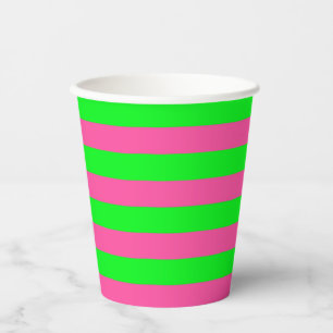 Pink and Green Stripes Design Paper Cups