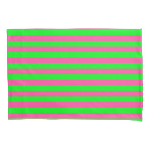 Pink and Green Stripes Design Pillowcase
