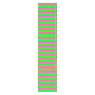 Pink and Green Stripes Design Short Table Runner