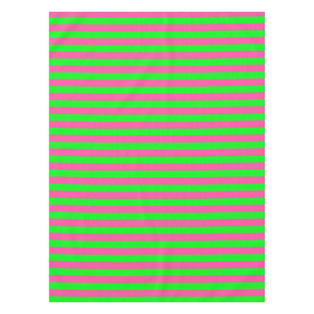 Pink and Green Stripes Design Tablecloth (Front)
