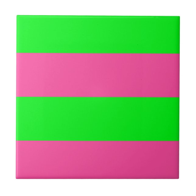 Pink and Green Stripes Design Tile (Front)