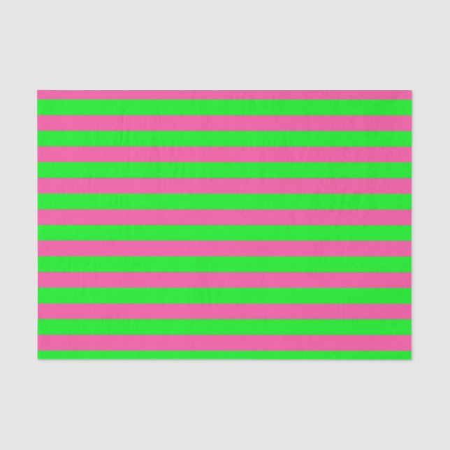 Pink and Green Stripes Design Tissue Paper (Front)