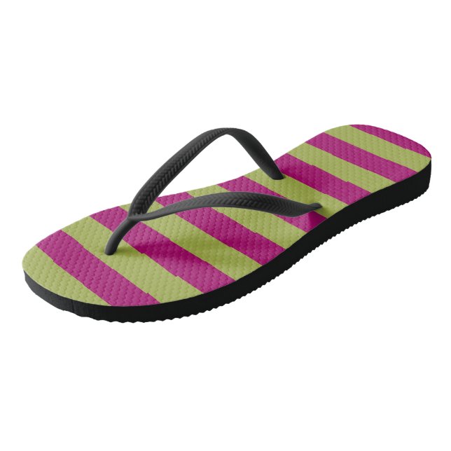 Pink and Green Stripes Jandals (Angled)