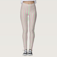 Pink and Green Stripes Leggings