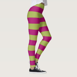 Pink and Green Stripes Leggings