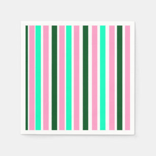 Pink and Green Stripes Napkin