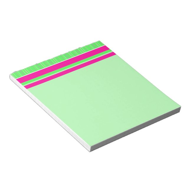 Pink and Green Stripes Notepad (Angled)