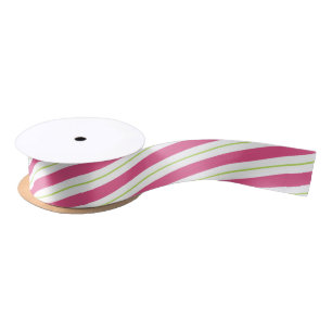 Pink and Green Stripes Satin Ribbon